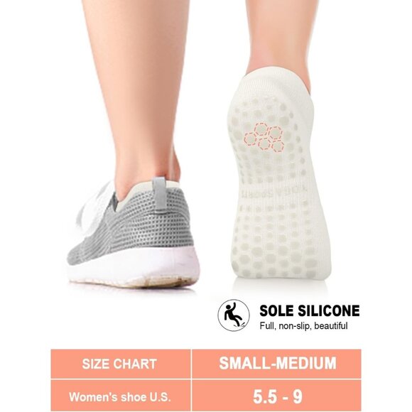 🆕Women Black Cotton Grip Socks Non-Slip Yoga Pilates Ballet Barefoot 6 Pack - Picture 5 of 6